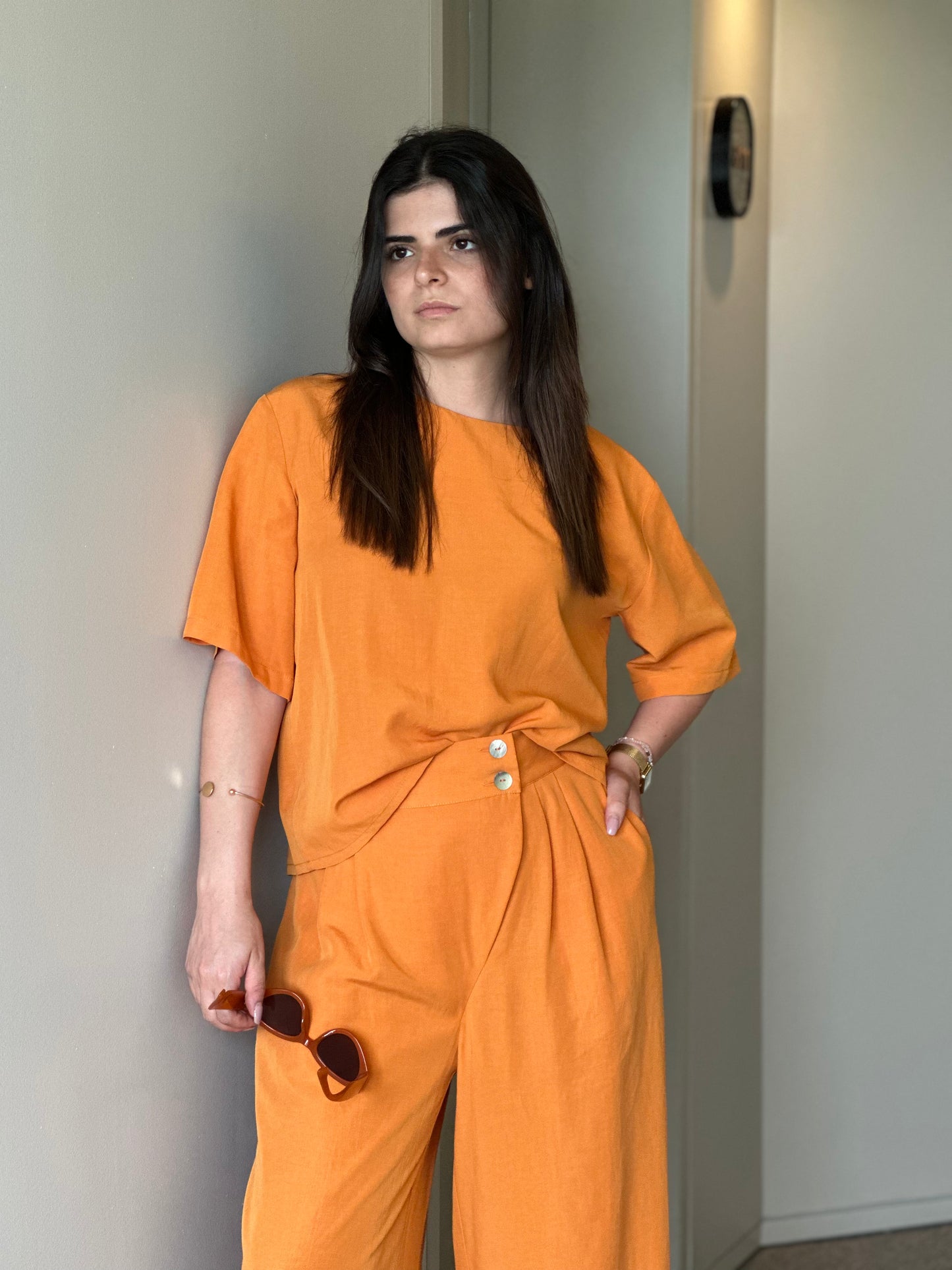 Blusa de Manga Curta Sementa | Cor Laranja