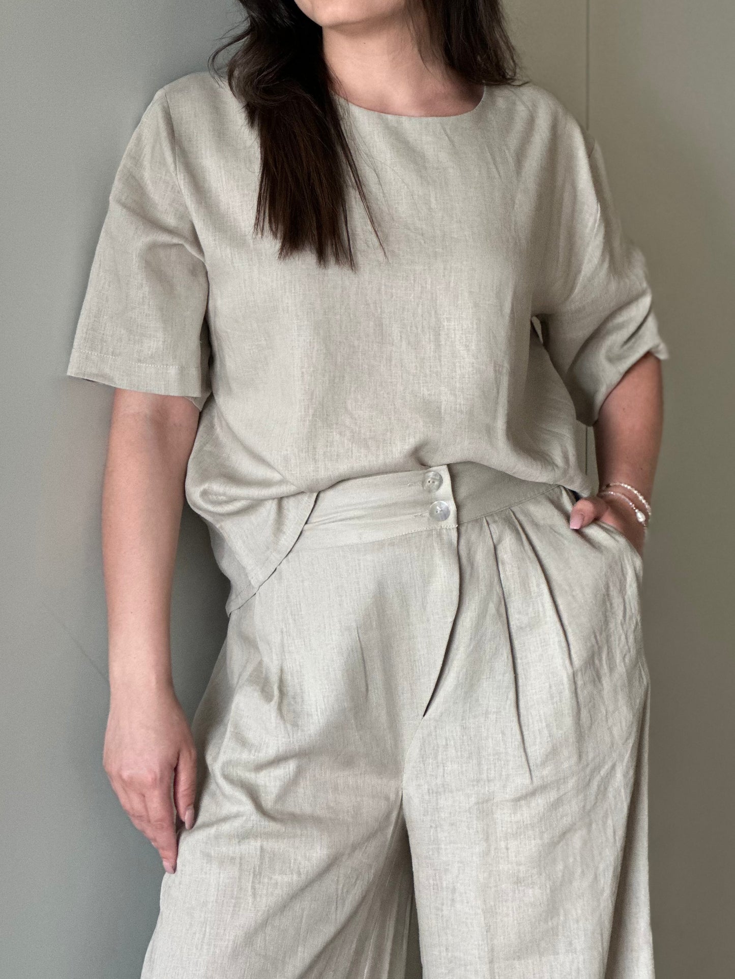 Blusa de Manga Curta Sementa | Cor Bege