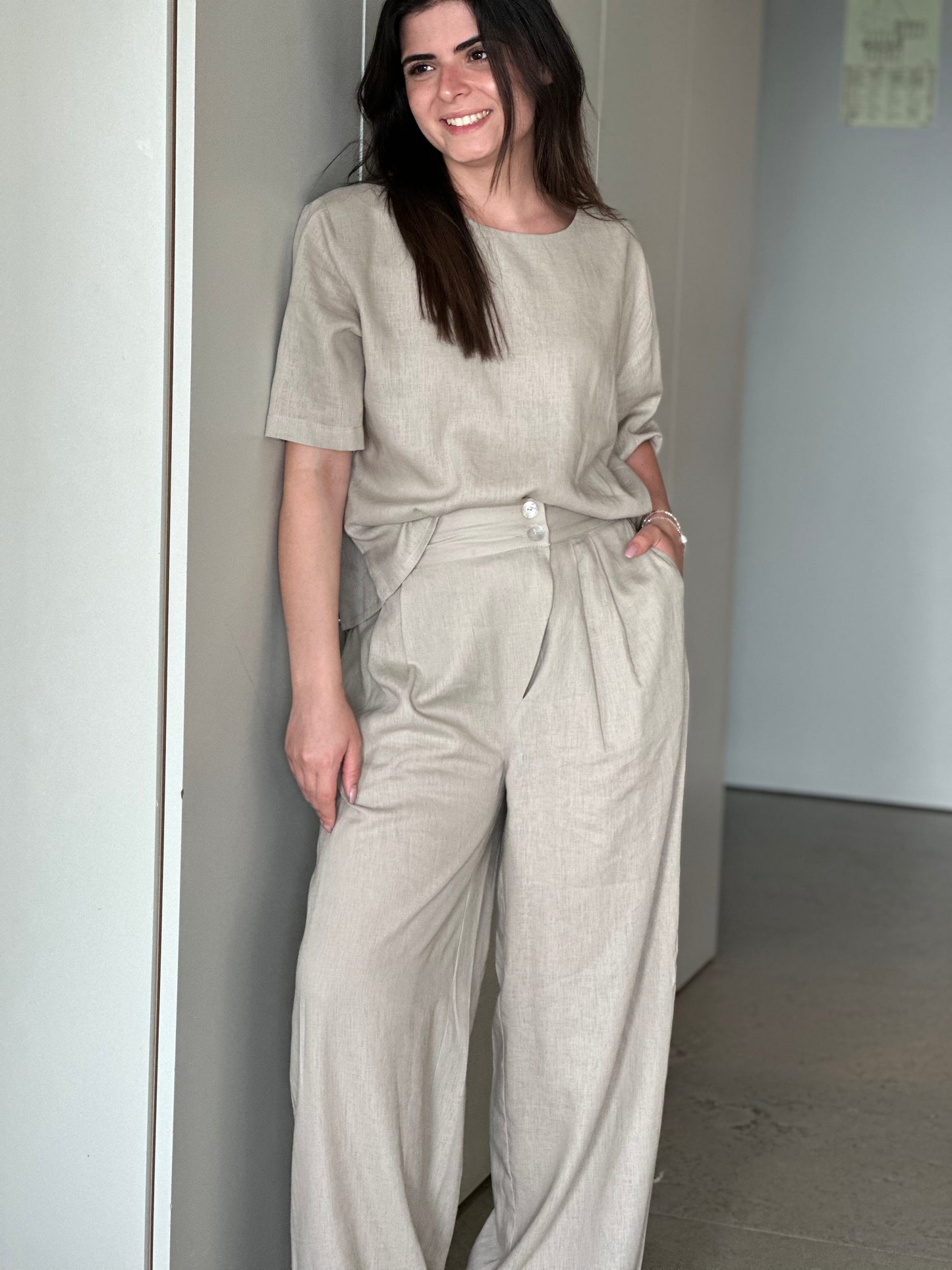 Blusa de Manga Curta Sementa | Cor Bege