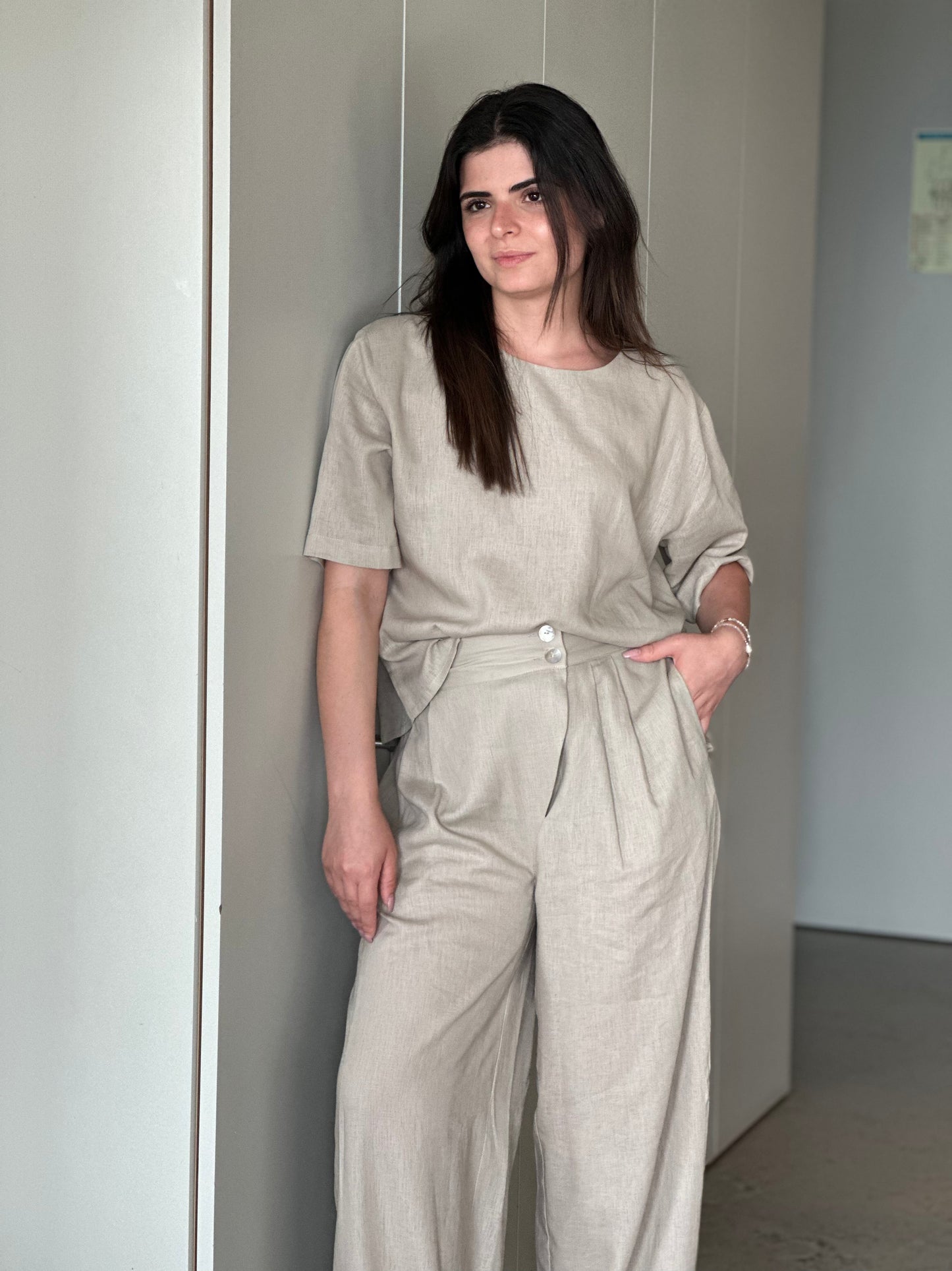 Blusa de Manga Curta Sementa | Cor Bege