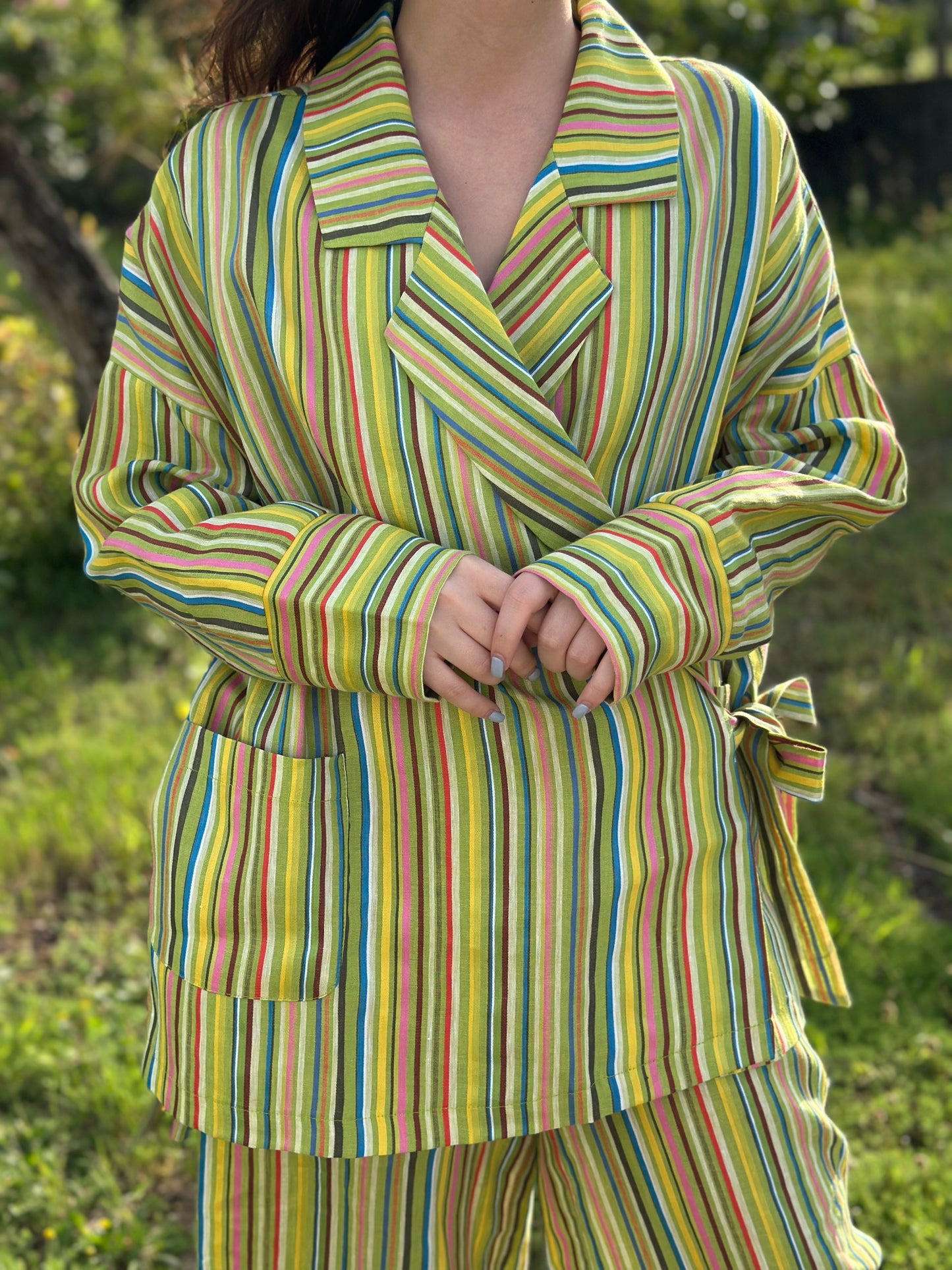 TRIVIA Blazer | Green Striped