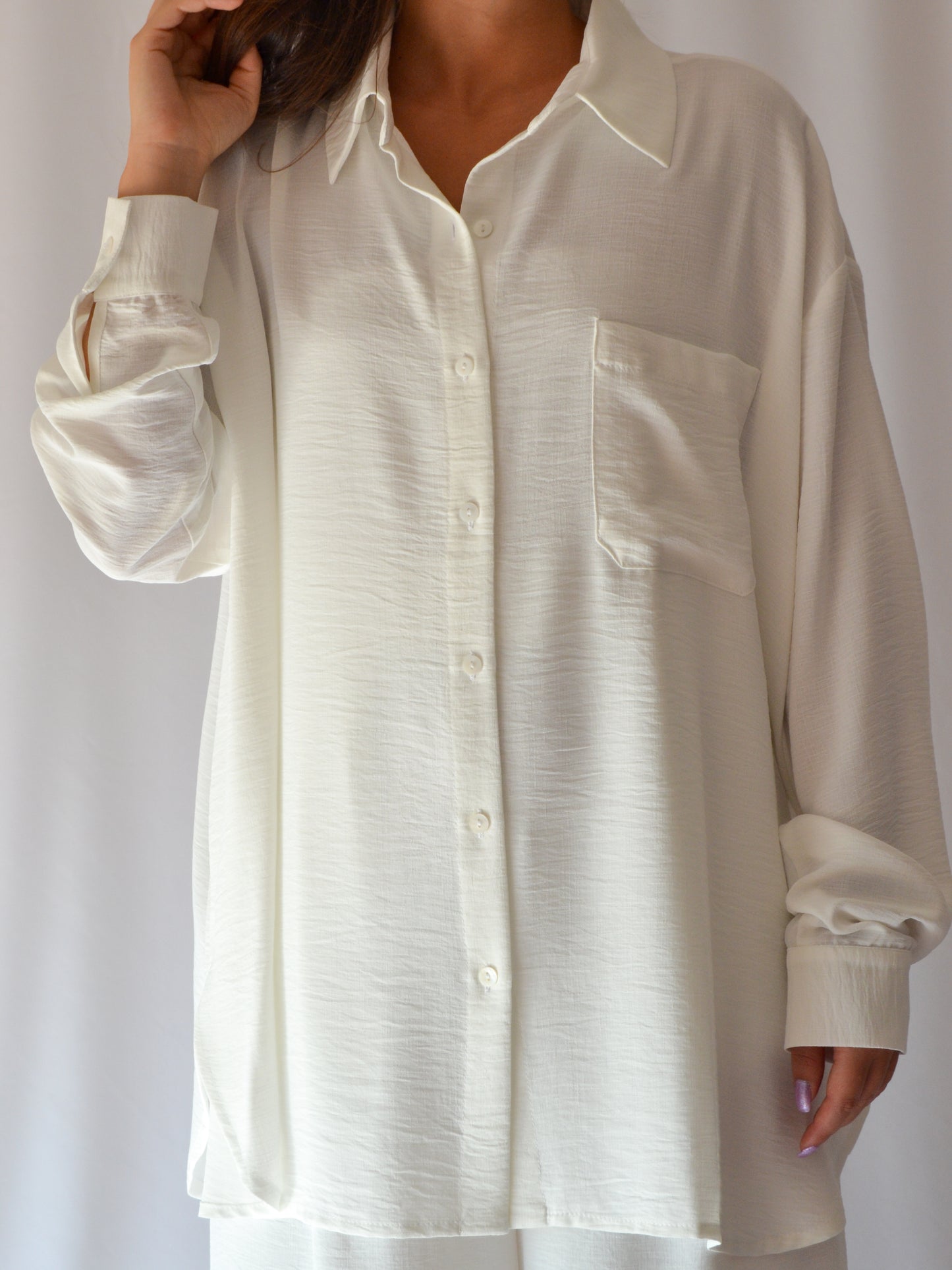 Nescence Oversized Shirt | White | Long Sleeve | One Size Fits All