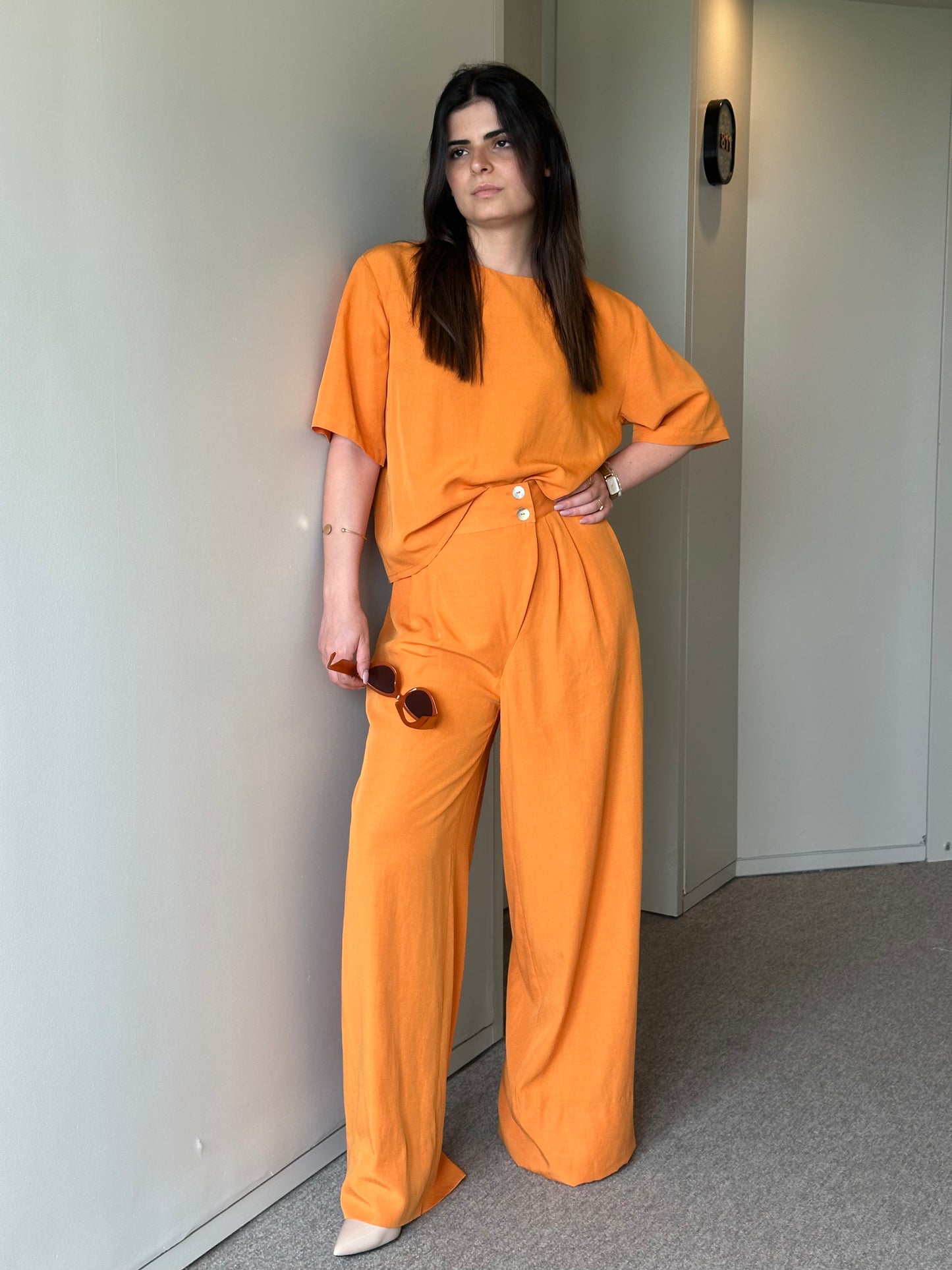 Blusa de Manga Curta Sementa | Cor Laranja