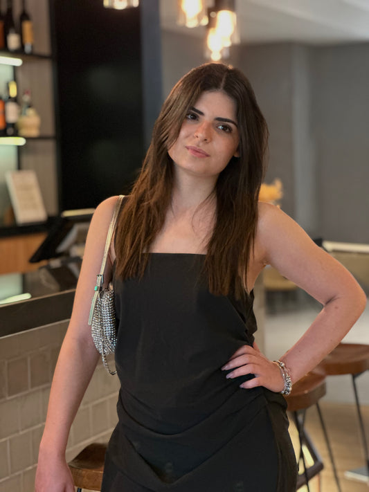 Vestido com Pregas Sementa | Cor Preto