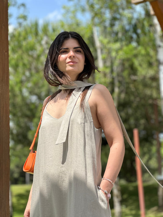 Vestido Evasé Sementa | Cor Bege