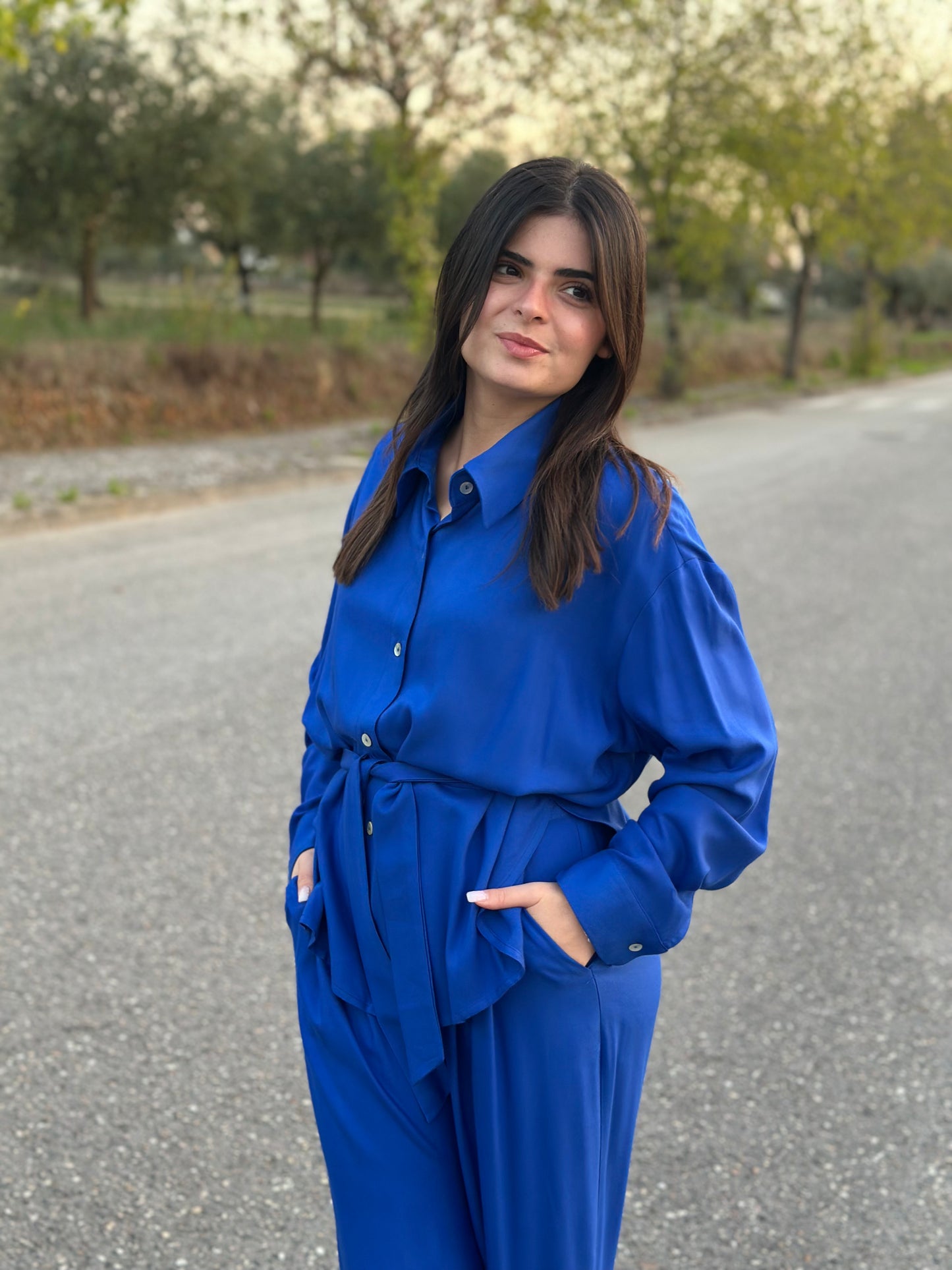 Camisa de Manga Comprida Oliva | Cor Azulão