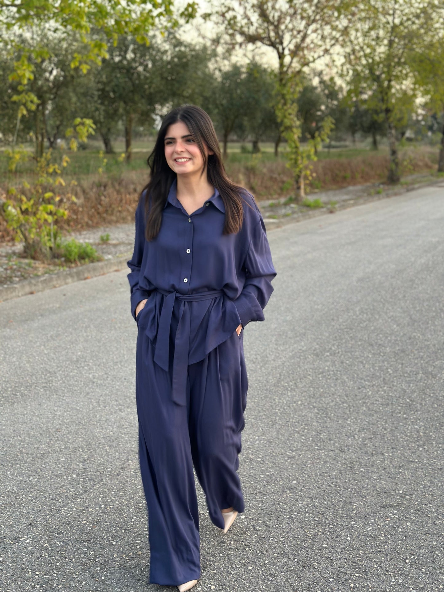 Calças Oliva | Cor Azul Escuro