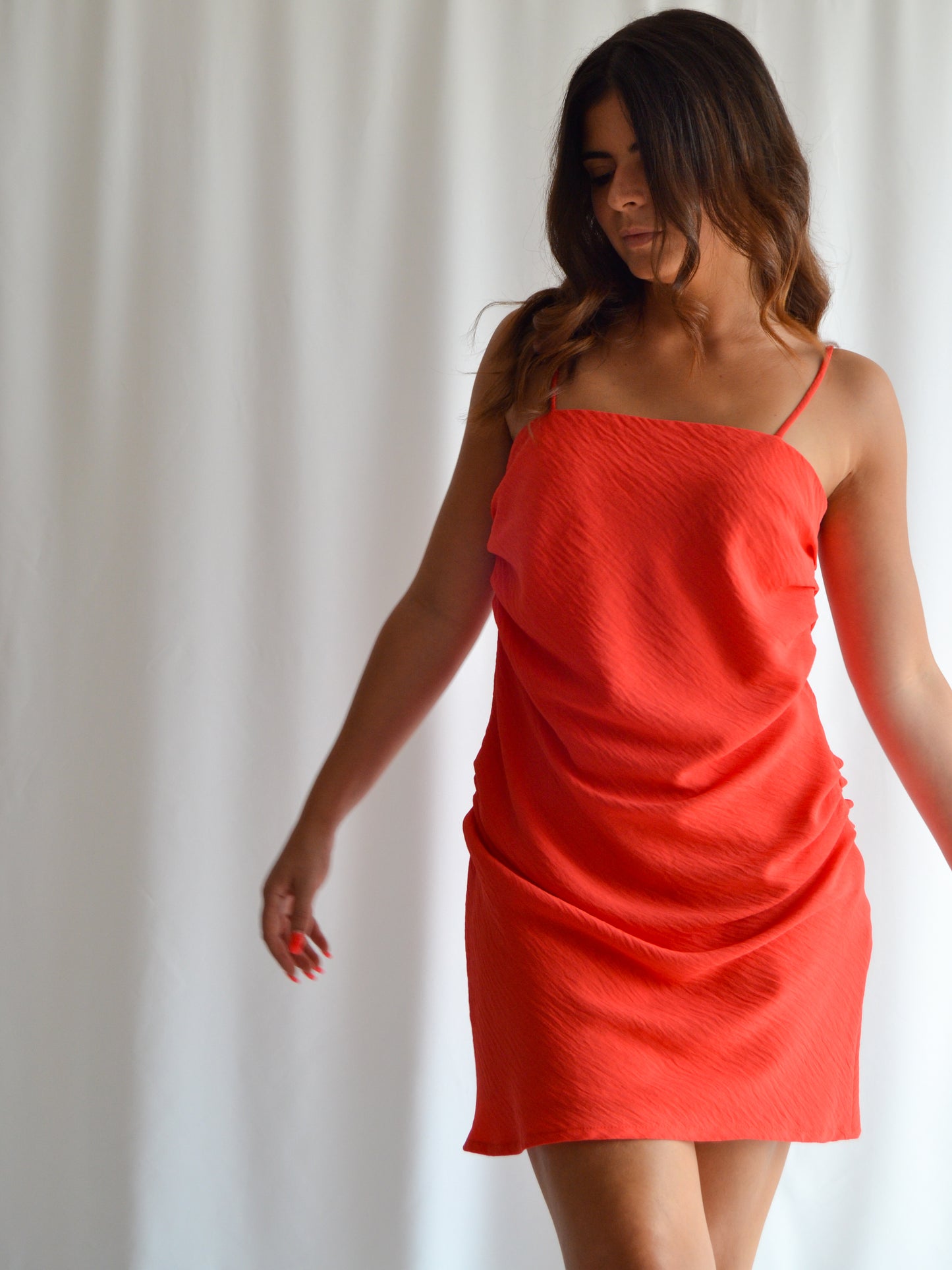 Nescence Short Dress | Red-Orange